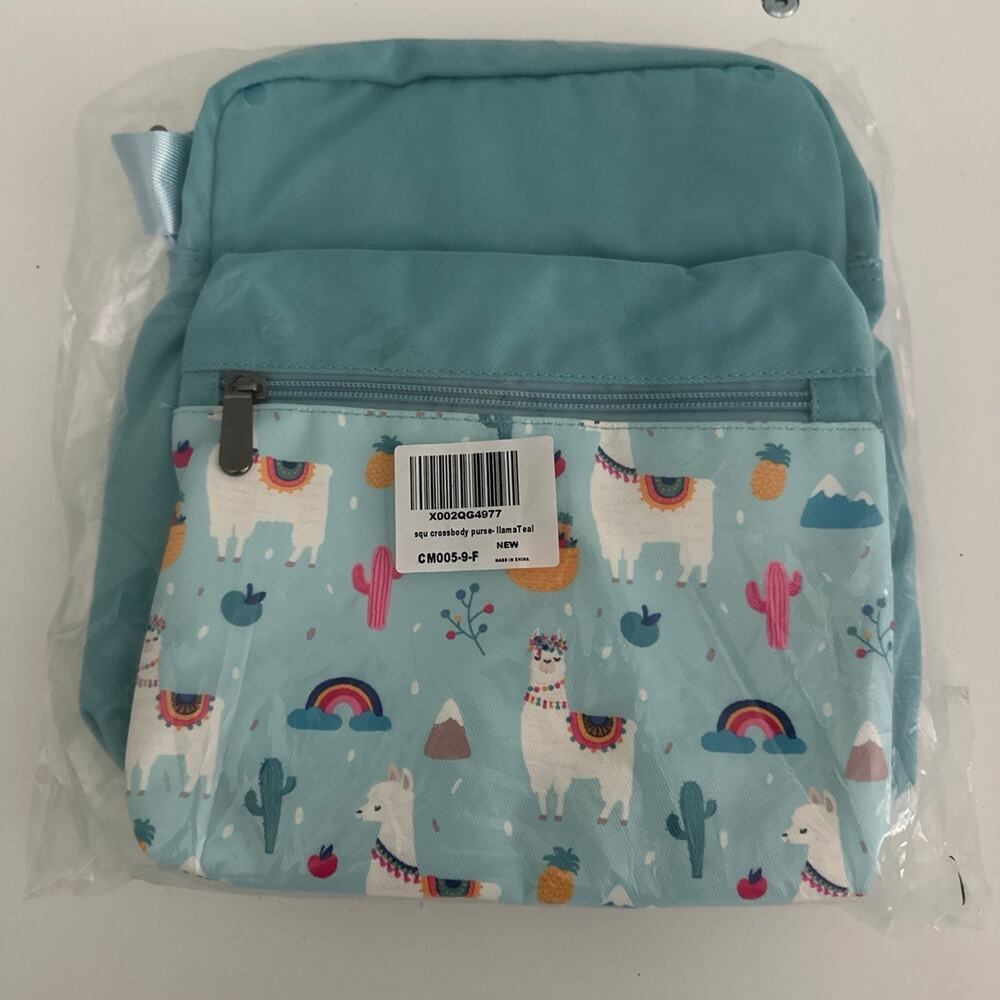 NWT, girl’s teal llama crossbody purse - Picture 1 of 2